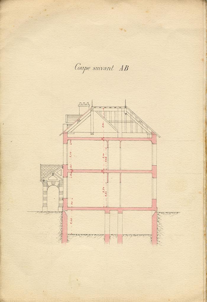 Puget-Théniers -plan Hôpital Bischoffsheim avant projet plan 2, par M. Michel, conducteur des Ponts et Chaussées, 1897. Archives départementales des Alpes-Maritimes, 1X198.