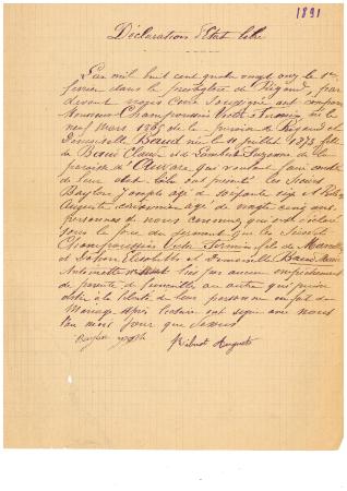 Déclaration d'Etat libre 1891